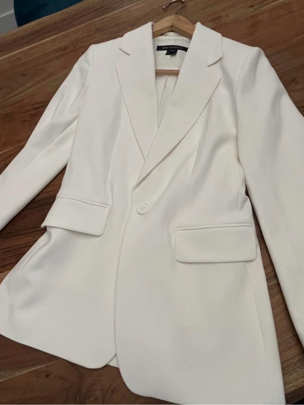 French Connection Cream Single-Button Tailored Blazer